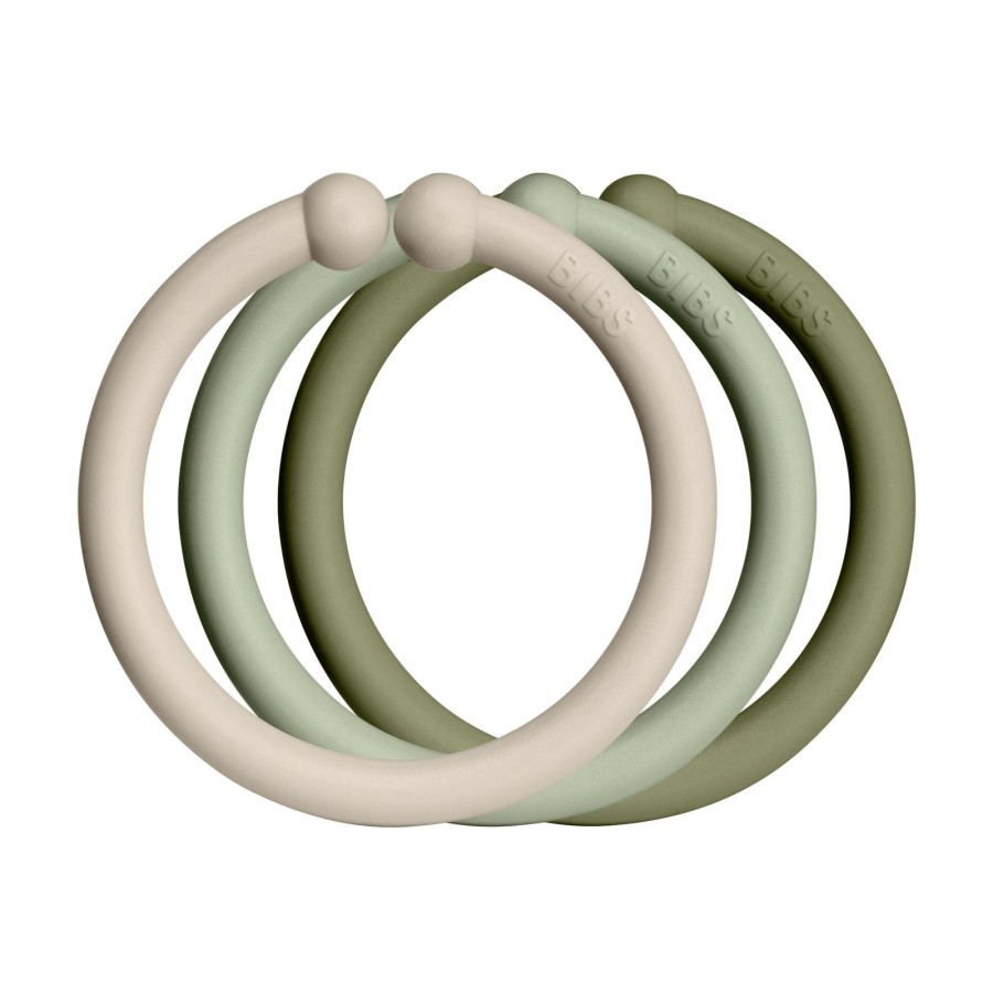 Baby [0-23M] Bibs Teethers + Rattles | Bibs Loops - Vanilla/Sage/Olive