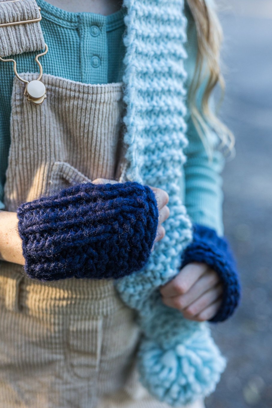 Baby [0-23M] Acorn Booties + Mittens | Acorn Journey Fingerless Mittens - Navy