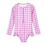 Baby [0-23M] Milky Swim | Milky Neon Gingham Long Sleeve Swimsuit - Pink/Lilac