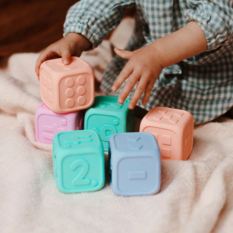 Baby [0-23M] Jellystone Designs Teethers + Rattles | My First Dice - Soft Blue & Soft Mint