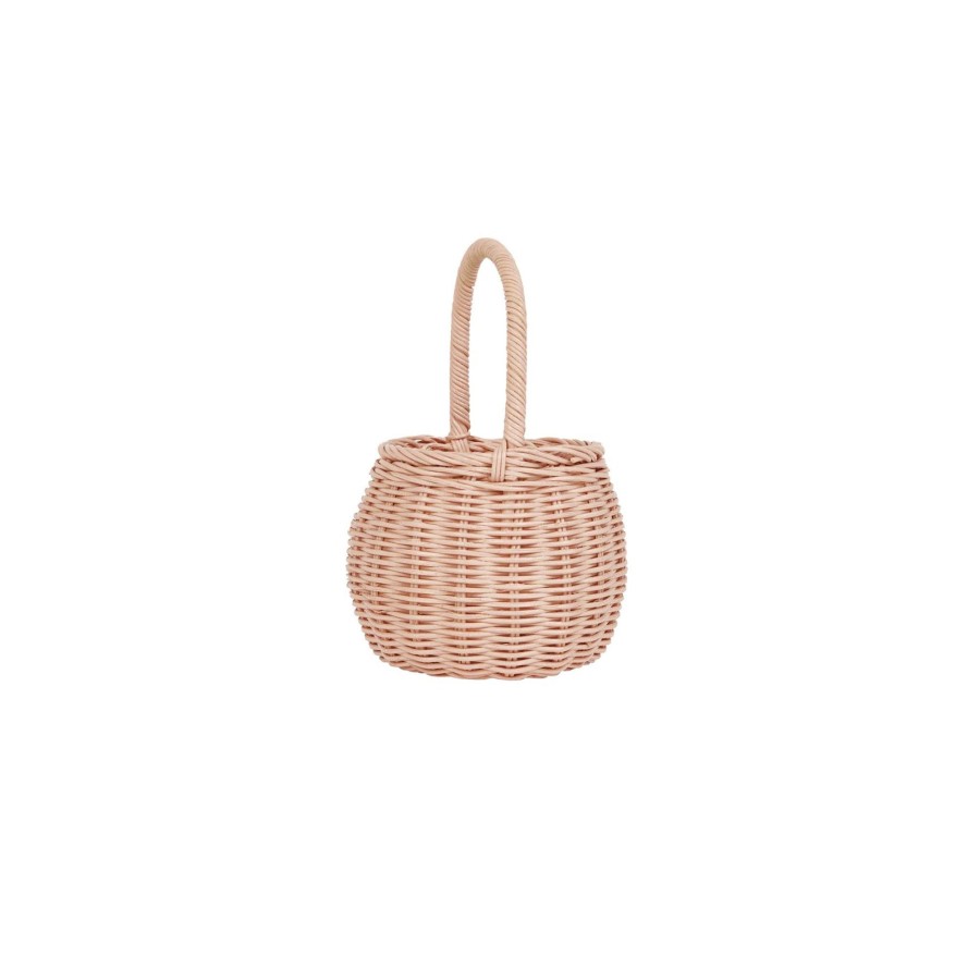 Play + Learn Olli Ella Dolls + Accessories | Olli Ella Rattan Berry Basket - Rose