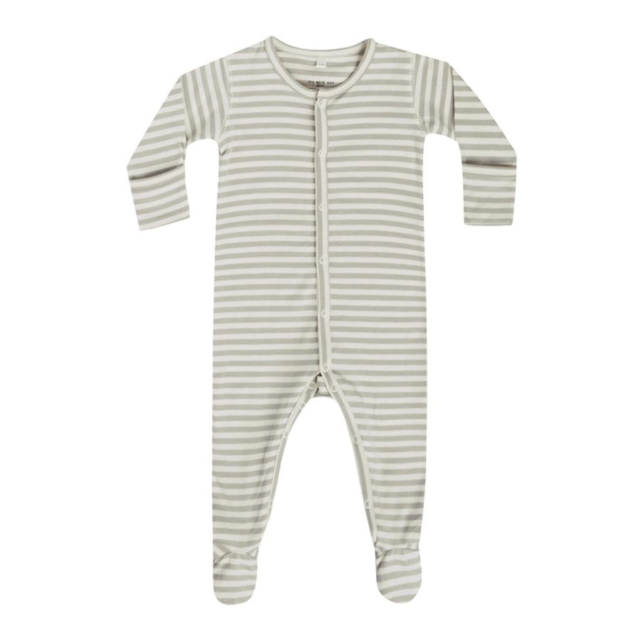 Baby [0-23M] Quincy Mae Sleep | Quincy Mae Full Snap Footie | Pistachio Stripe