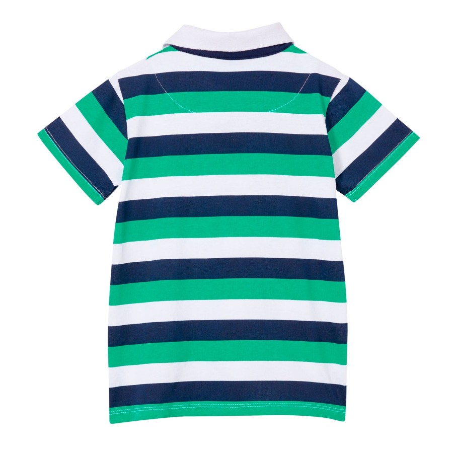 Baby [0-23M] Milky Tops | Milky Green Stripe Cotton Summer Rugby - Multi