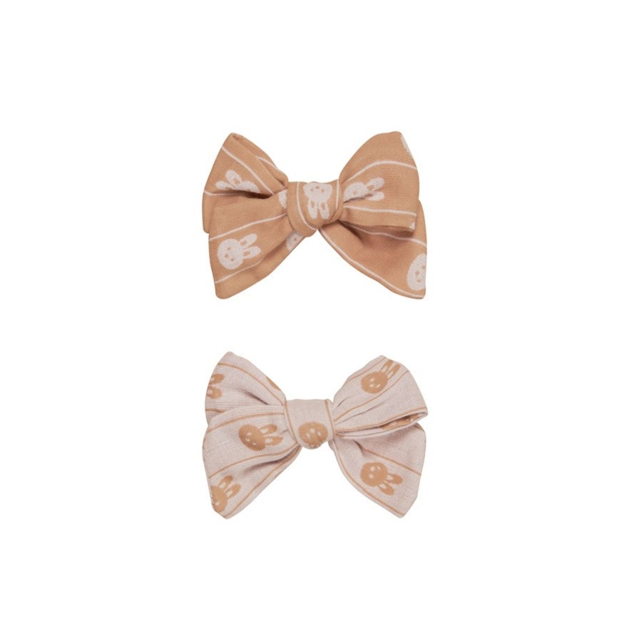 Baby [0-23M] Huxbaby Hair Accessories | Huxbaby Bunny Stripe 2Pk Hair Bow - Biscuit + Rose