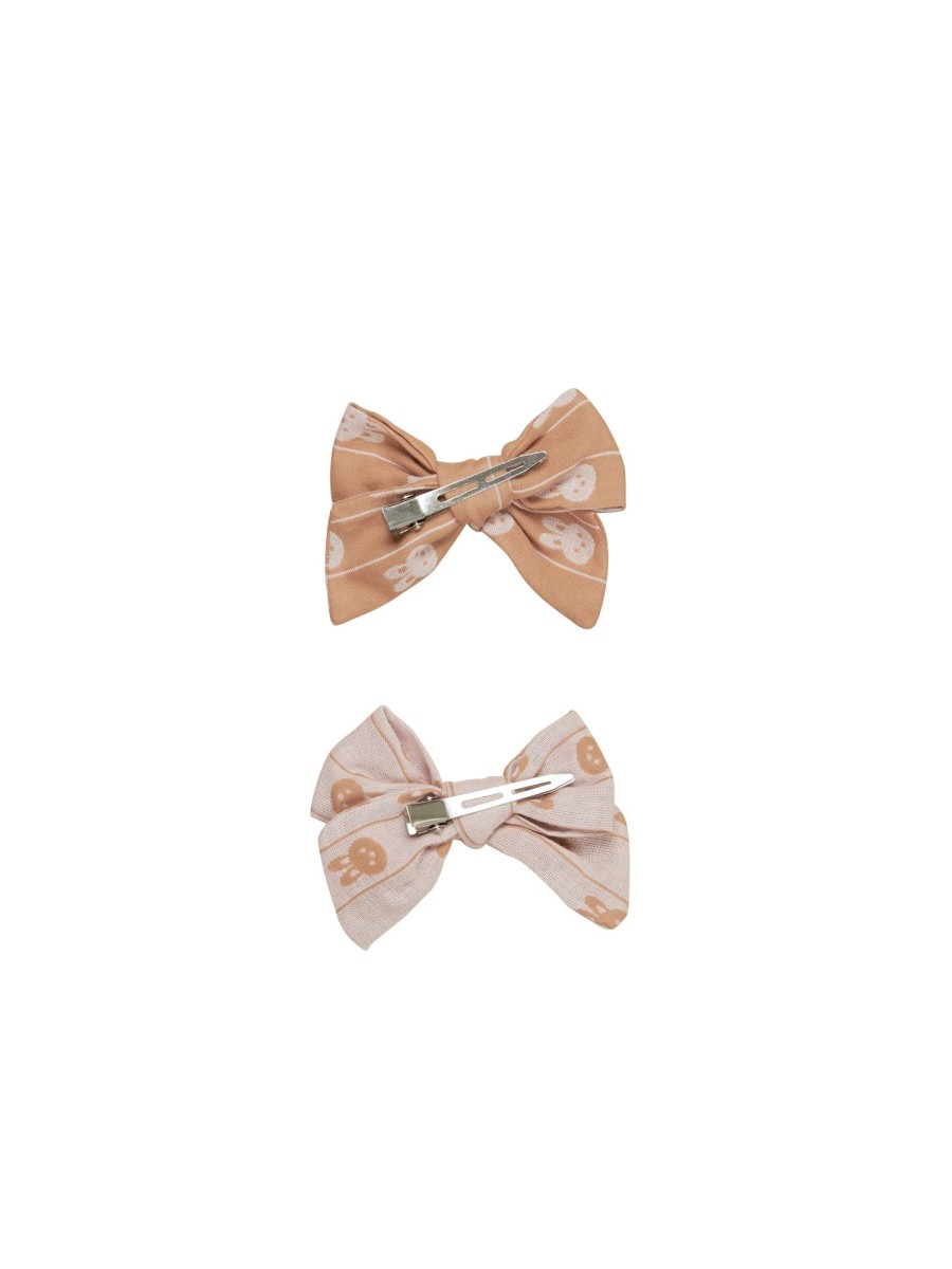 Baby [0-23M] Huxbaby Hair Accessories | Huxbaby Bunny Stripe 2Pk Hair Bow - Biscuit + Rose