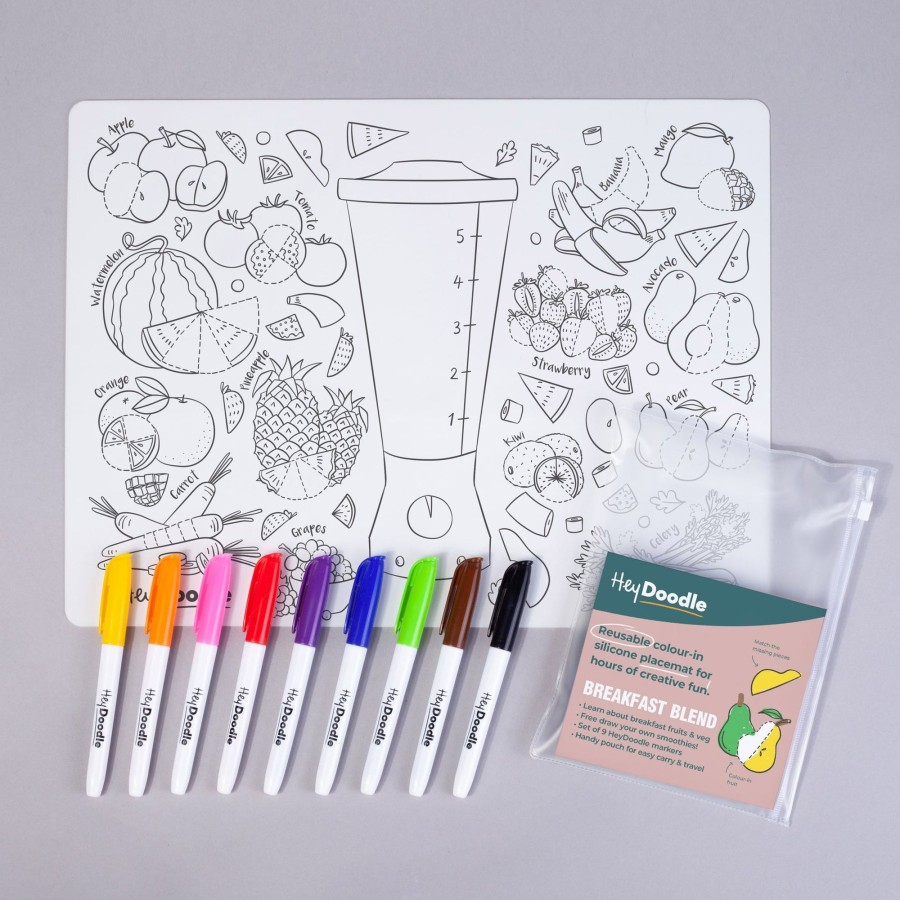 Play + Learn Hey Doodle Activity Sets | Hey Doodle Mat - Breakfast Blend | Drw