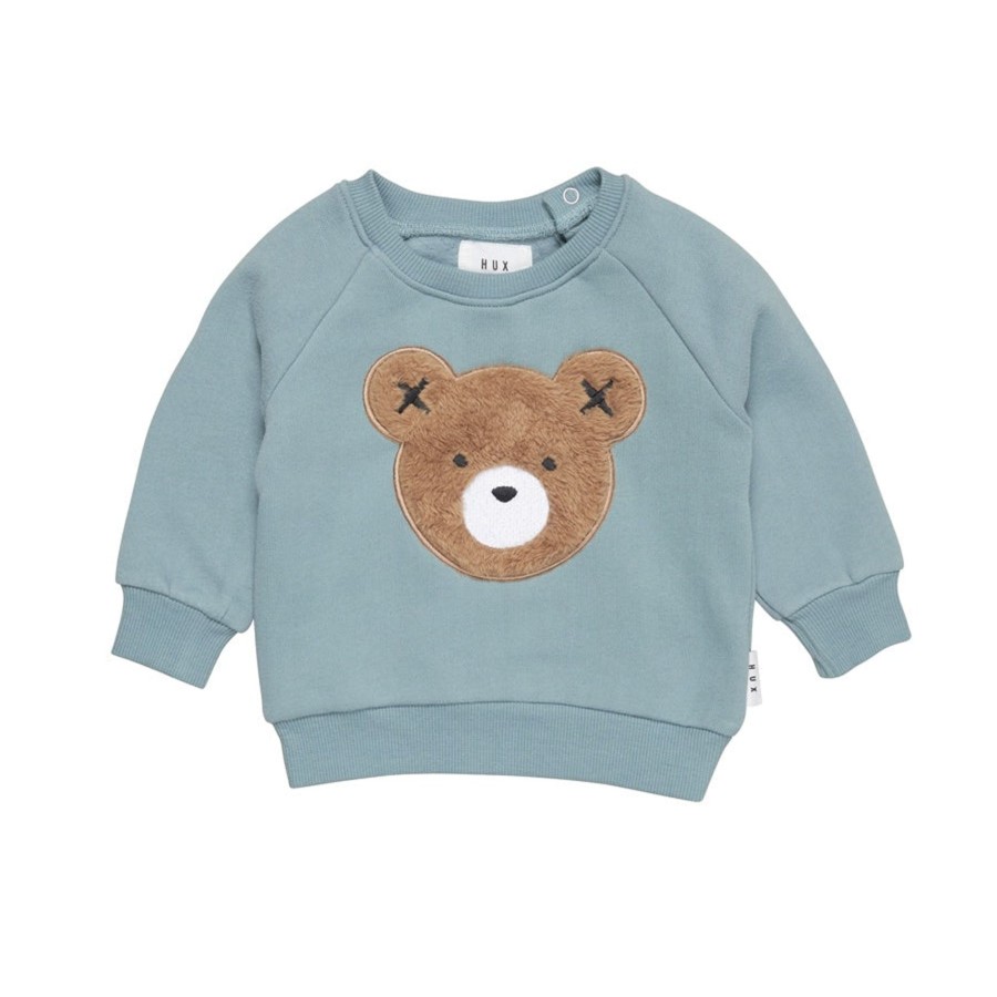 Child [2-14] Huxbaby Jumpers | Huxbaby Furry Huxbear Sweatshirt - Teal