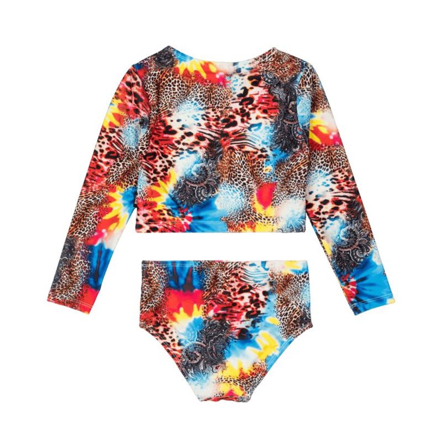 Child [2-14] Rock Your Baby Swim | Rock Your Baby Abstract Leopard Rashie Set With Lining