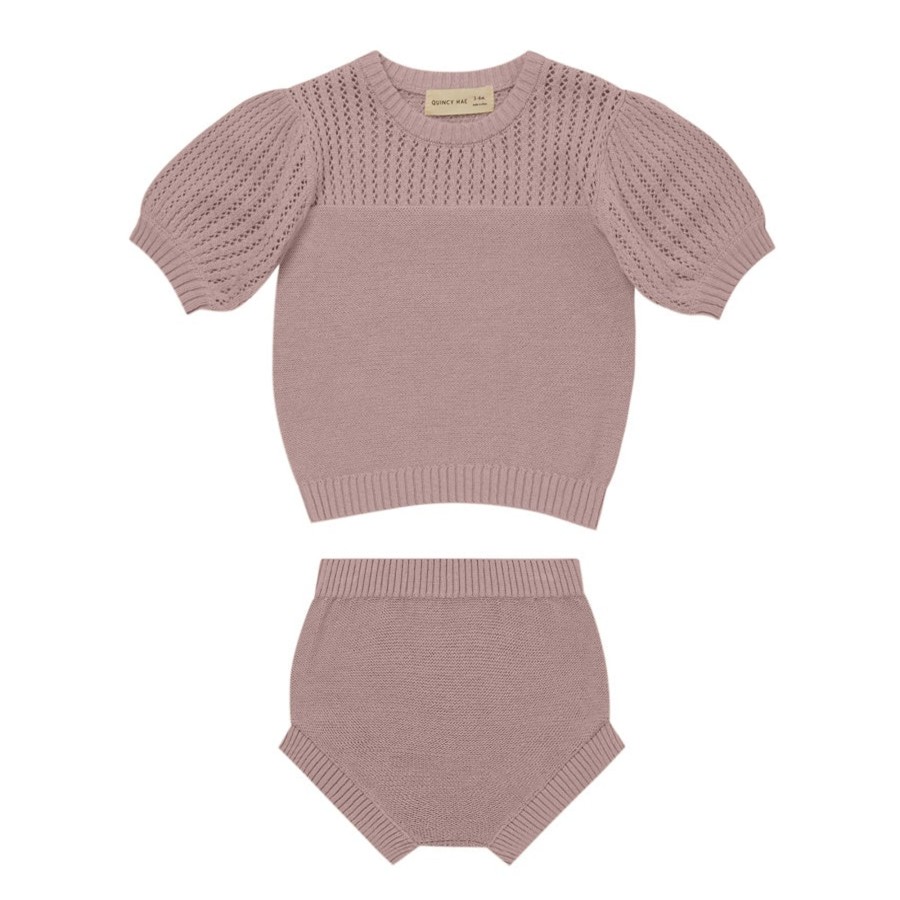 Baby [0-23M] Quincy Mae Knitwear | Quincy Mae Pointelle Knit Set | Lilac