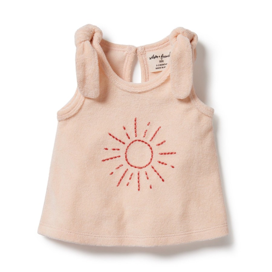 Baby [0-23M] Wilson & Frenchy Tops | Wilson And Frenchy Organic Terry Tie Singlet Sunshine