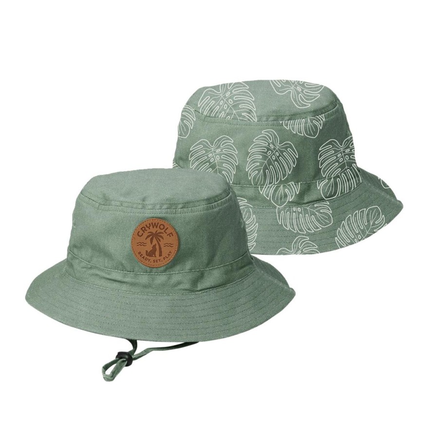 Child [2-14] Crywolf Hats | Crywolf Reversible Bucket Hat Jade Monstera