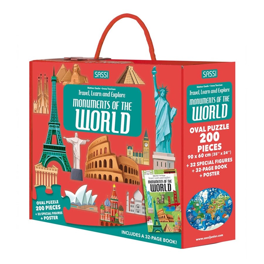 Play + Learn Sassi Books | Travel Learn Explore Puzzle & Book Set - Monuments