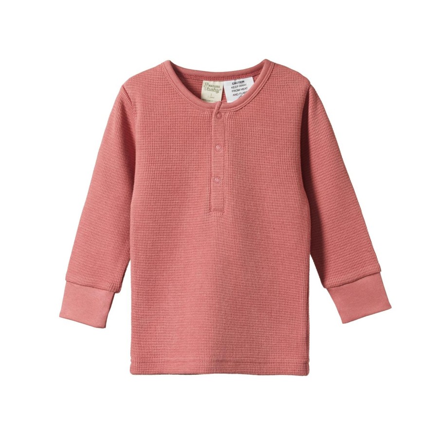 Baby [0-23M] Nature Baby Knitwear | Nature Baby Long Sleeve Waffle Pyjamas 2Pc - Rose Clay