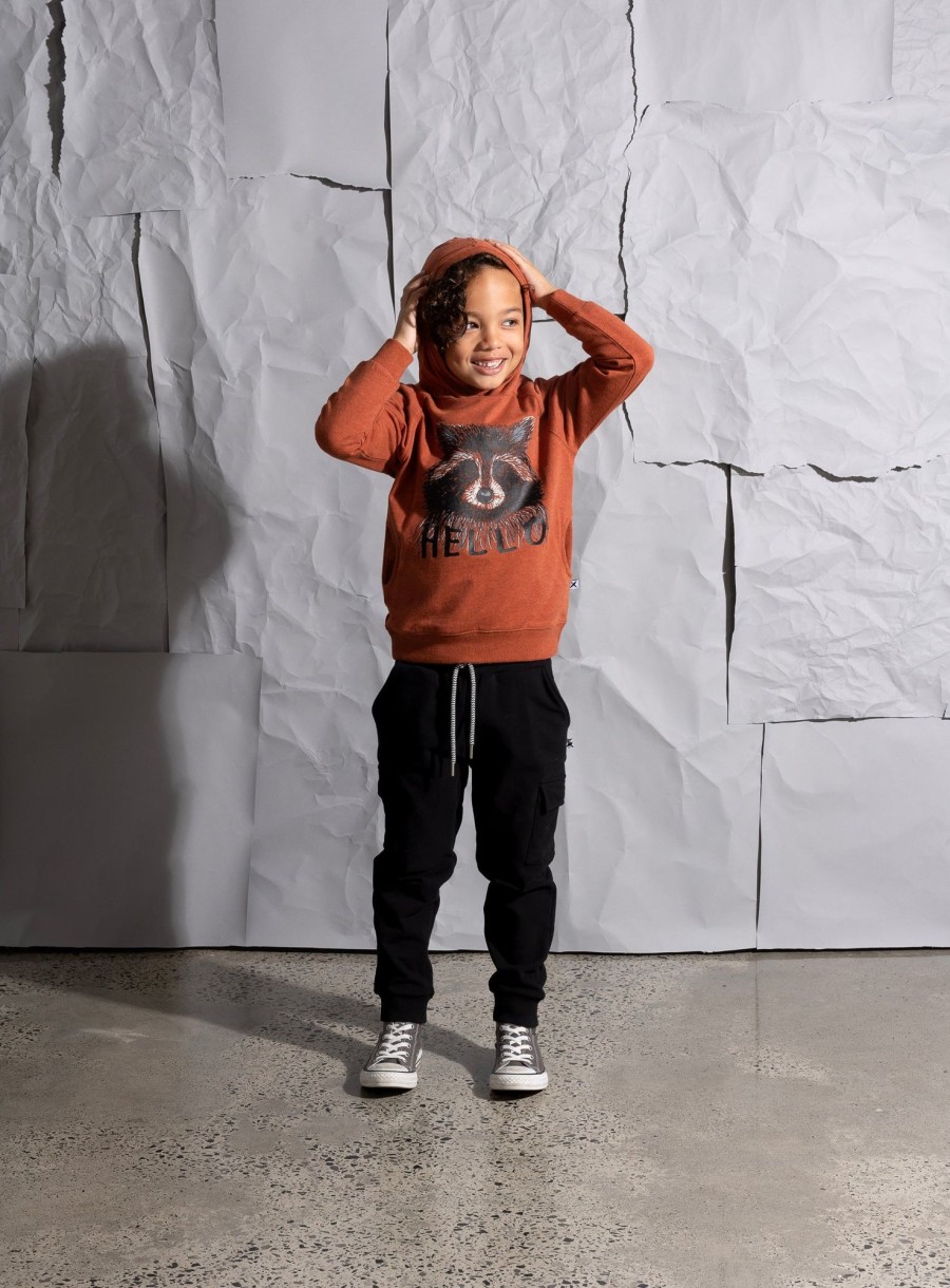 Child [2-14] Minti Jumpers | Minti Hello Racoon Hood - Burnt Orange Marle