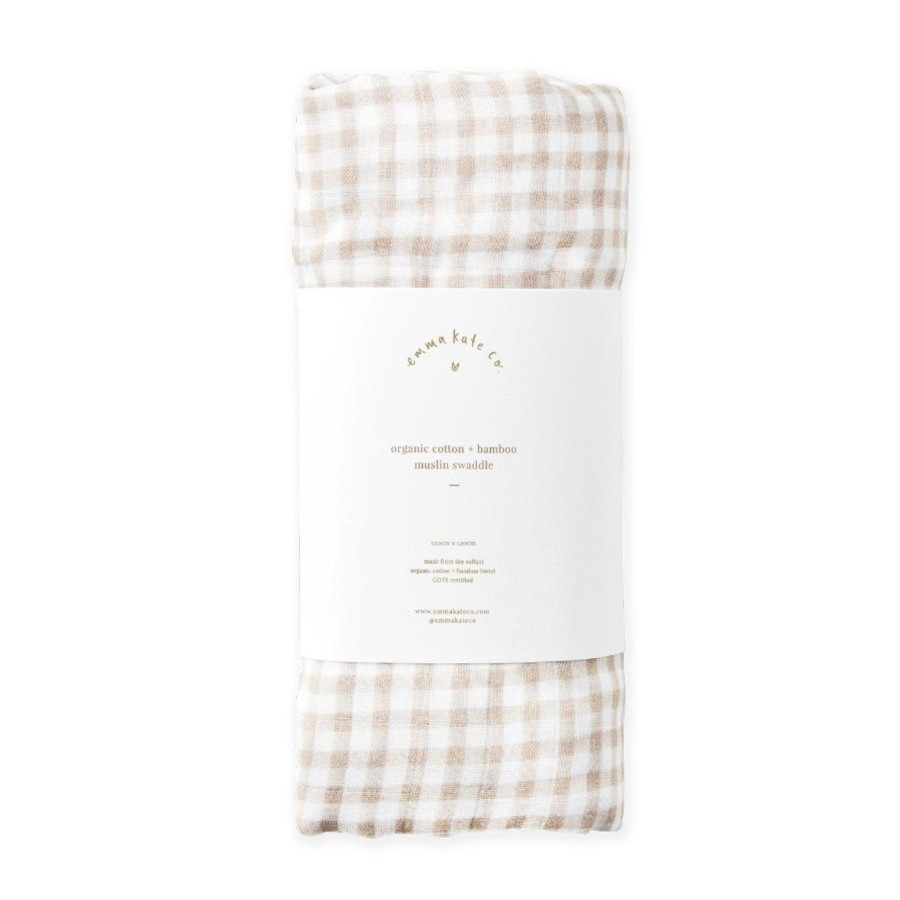 Baby [0-23M] Emma Kate Co. Swaddles + Wraps | Emma Kate Co. Baby Swaddle - Cocoa Gingham