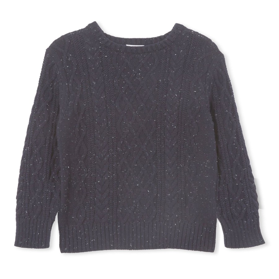 Child [2-14] Milky Jumpers | Milky Knit Jumper - Navy Fleck