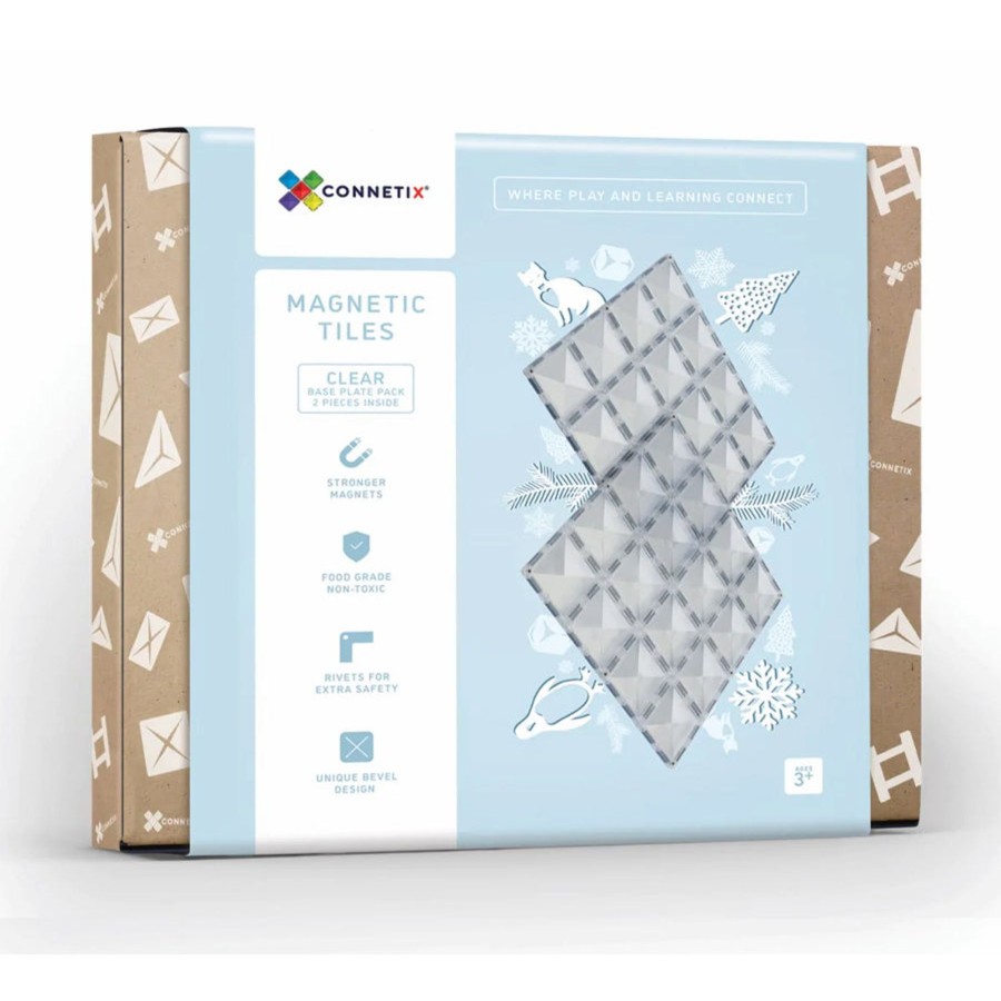 Play + Learn Connetix S.T.E.M. | Connetix Tiles - 2 Piece Base Plate Set | Clear