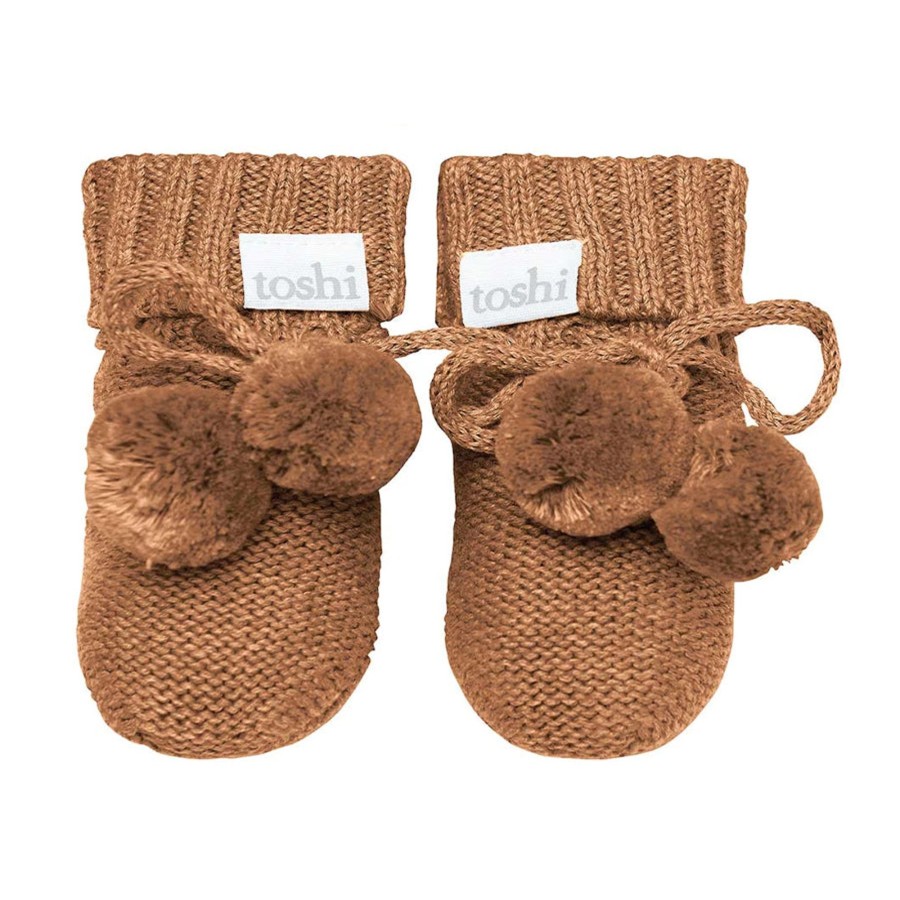 Baby [0-23M] Toshi Booties + Mittens | Toshi Organic Booties - Marley / Walnut