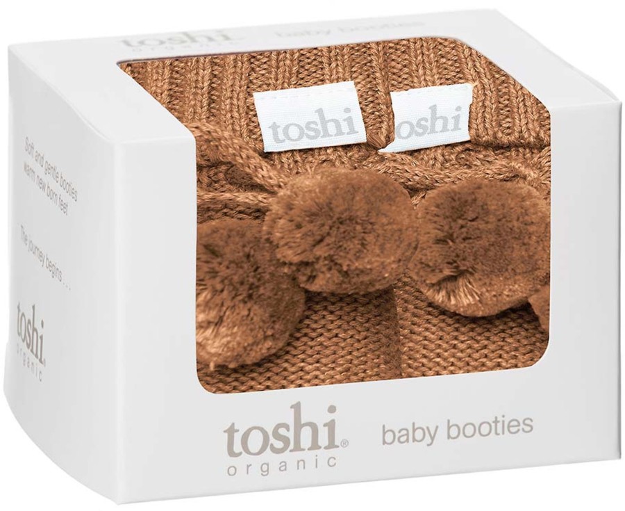 Baby [0-23M] Toshi Booties + Mittens | Toshi Organic Booties - Marley / Walnut