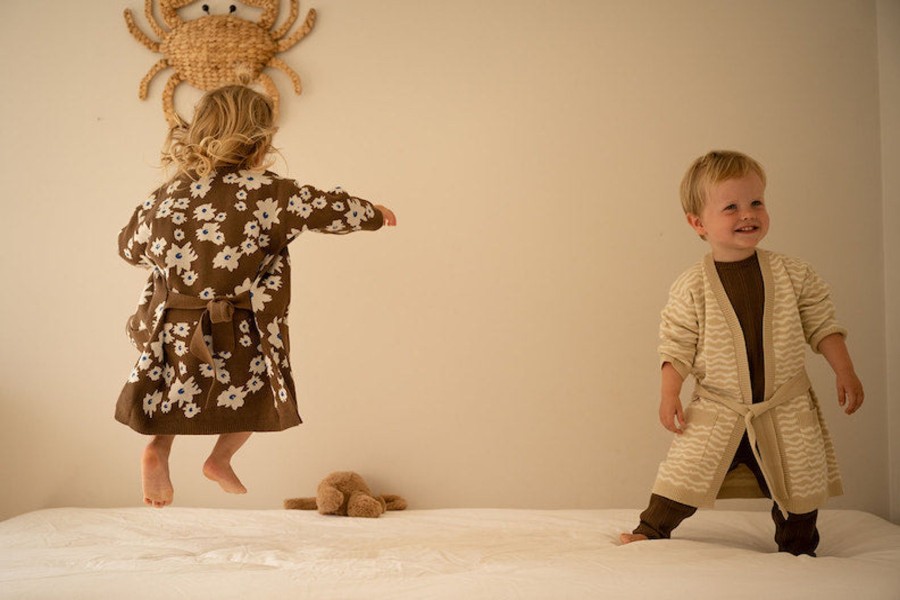 Child [2-14] Grown Knitwear | Grown Organic Knit Robe - Petal