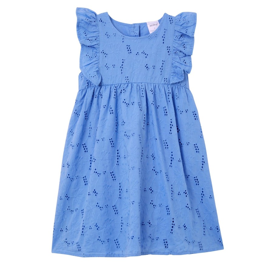 Baby [0-23M] Milky Dresses | Milky Cornflower Broderie Dress - Cornflower