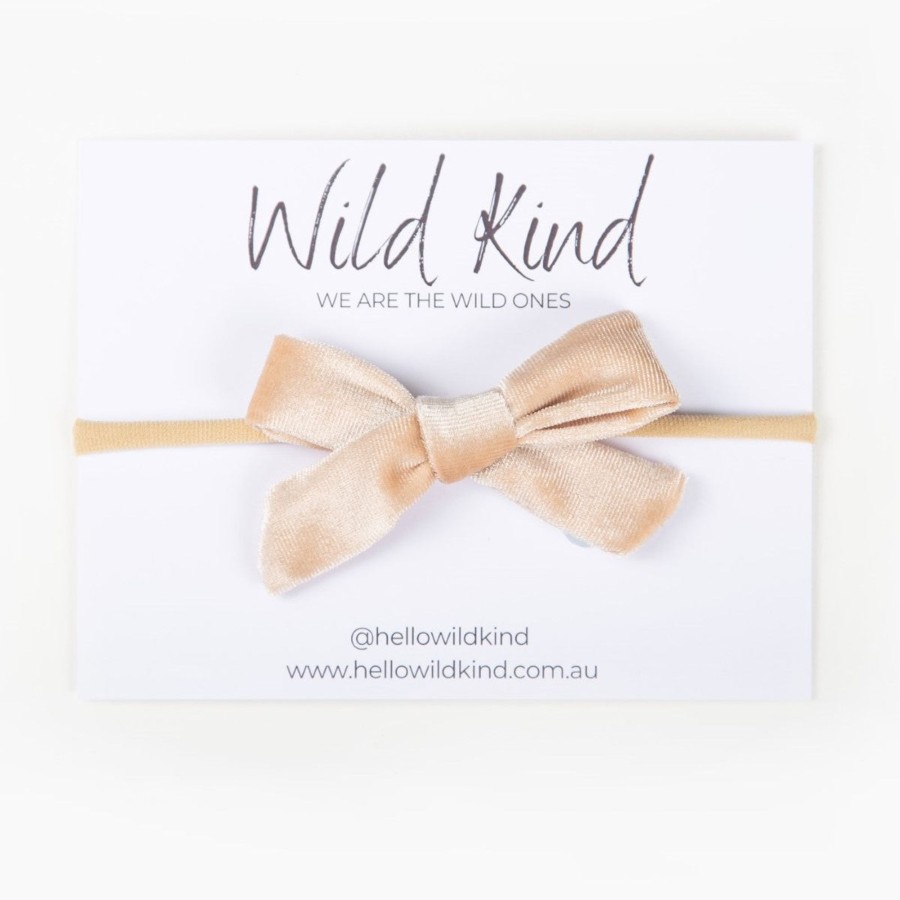 Baby [0-23M] Wild Kind Hair Accessories | Wild Kind Hazel Velour Bow Headband - Fawn