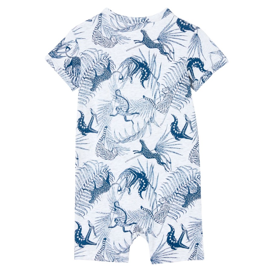 Baby [0-23M] Milky All In One | Milky Jungle Romper - Silver Marle