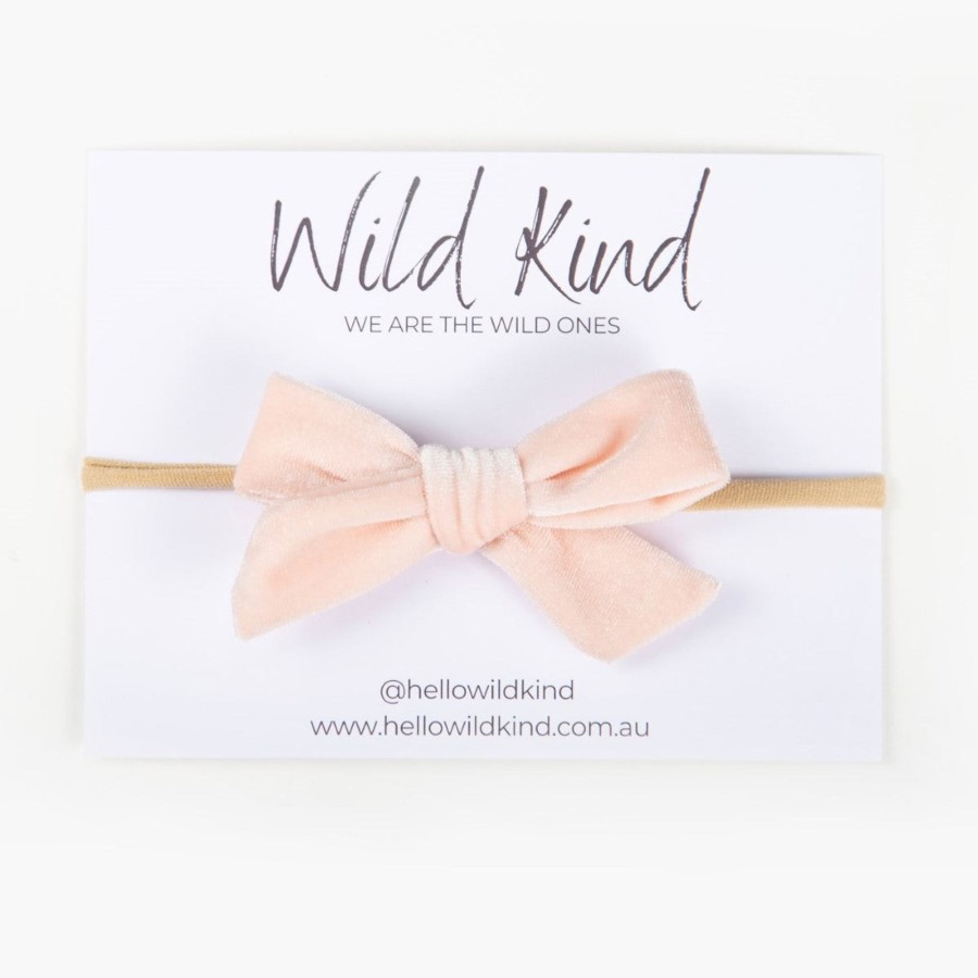 Baby [0-23M] Wild Kind Hair Accessories | Wild Kind Hazel Velour Bow Headband - Ice Pink