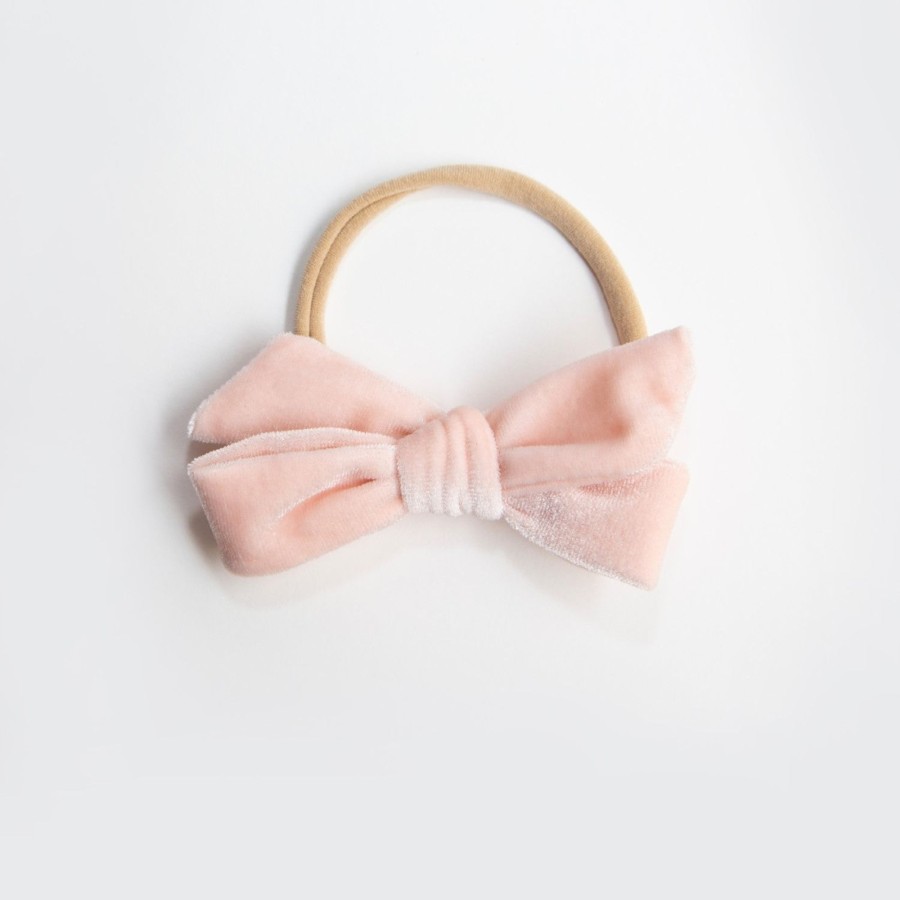 Baby [0-23M] Wild Kind Hair Accessories | Wild Kind Hazel Velour Bow Headband - Ice Pink