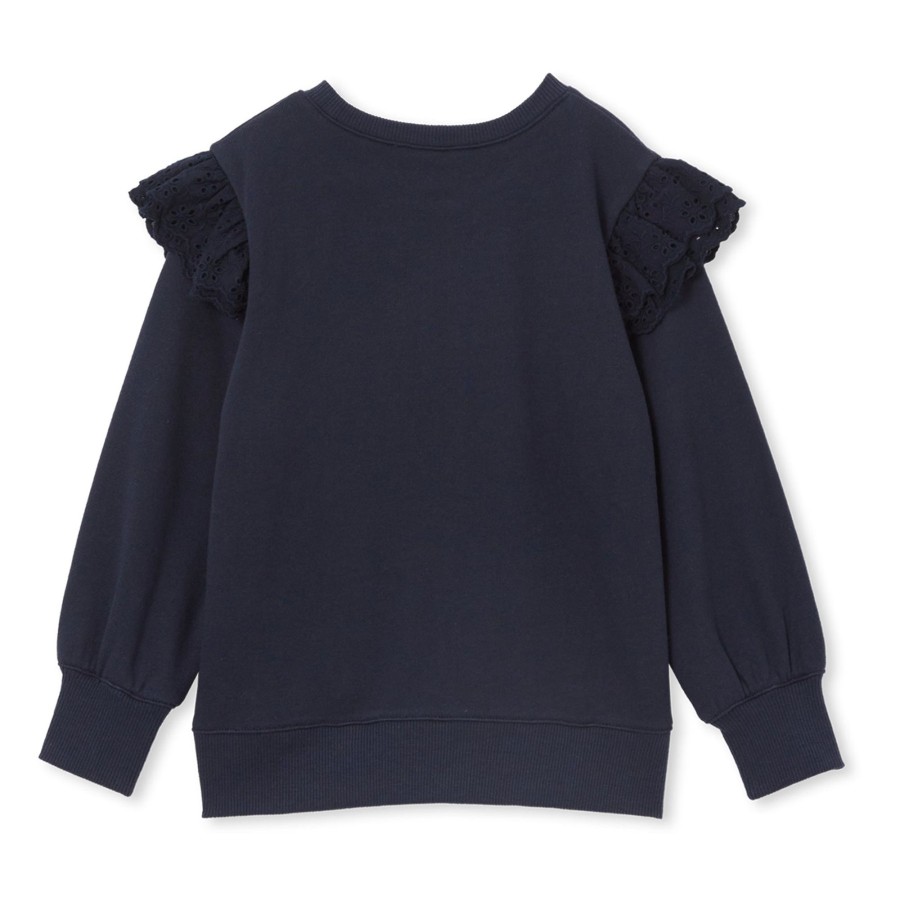 Child [2-14] Milky Knitwear | Milky Frill Knit Sweat - Navy