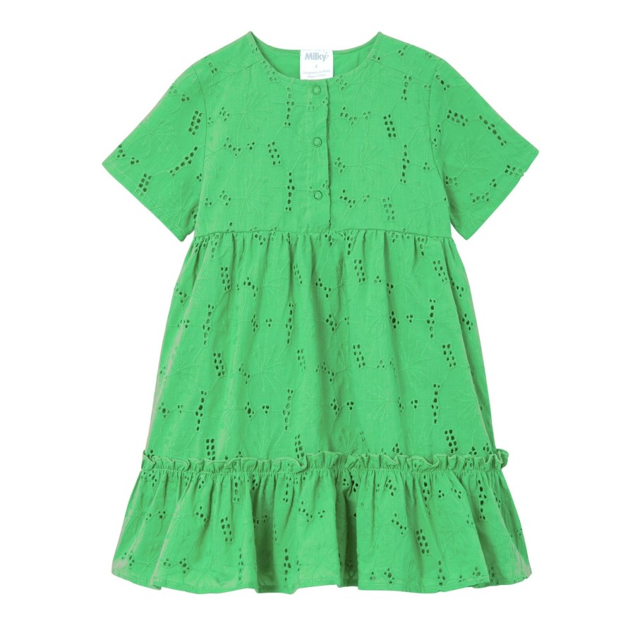 Child [2-14] Milky Dresses | Milky Green Broderie Dress - Irish Green