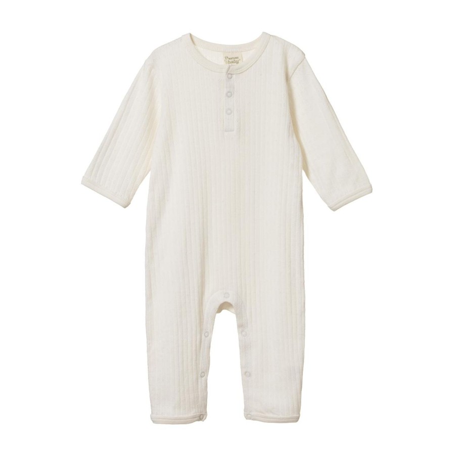 Baby [0-23M] Nature Baby Sleep | Nature Baby Henley Pyjama Suit Pointelle - Natural