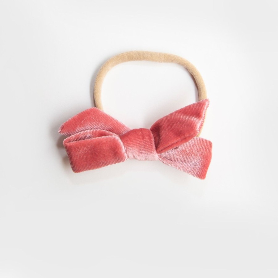 Baby [0-23M] Wild Kind Hair Accessories | Wild Kind Hazel Velour Bow Headband - Rose