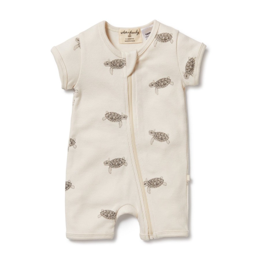 Baby [0-23M] Wilson & Frenchy All In One | Wilson And Frenchy Organic Boyleg Zipsuit Tiny Turtle