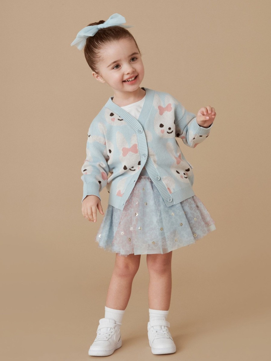 Baby [0-23M] Huxbaby Outerwear | Huxbaby Bunny Boxy Cardigan - Sky