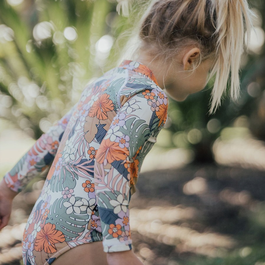 Baby [0-23M] Crywolf Swim | Crywolf Long Sleeve Swimsuit Tropical Floral