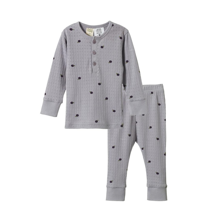 Child [2-14] Nature Baby Sleep | Nature Baby Long Sleeve Pointelle Pyjamas - Petite Plum Print