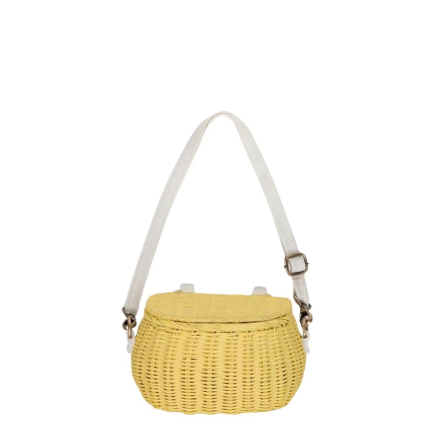 Play + Learn Olli Ella Dolls + Accessories | Olli Ella Mini Chari Rattan Bag - Lemon