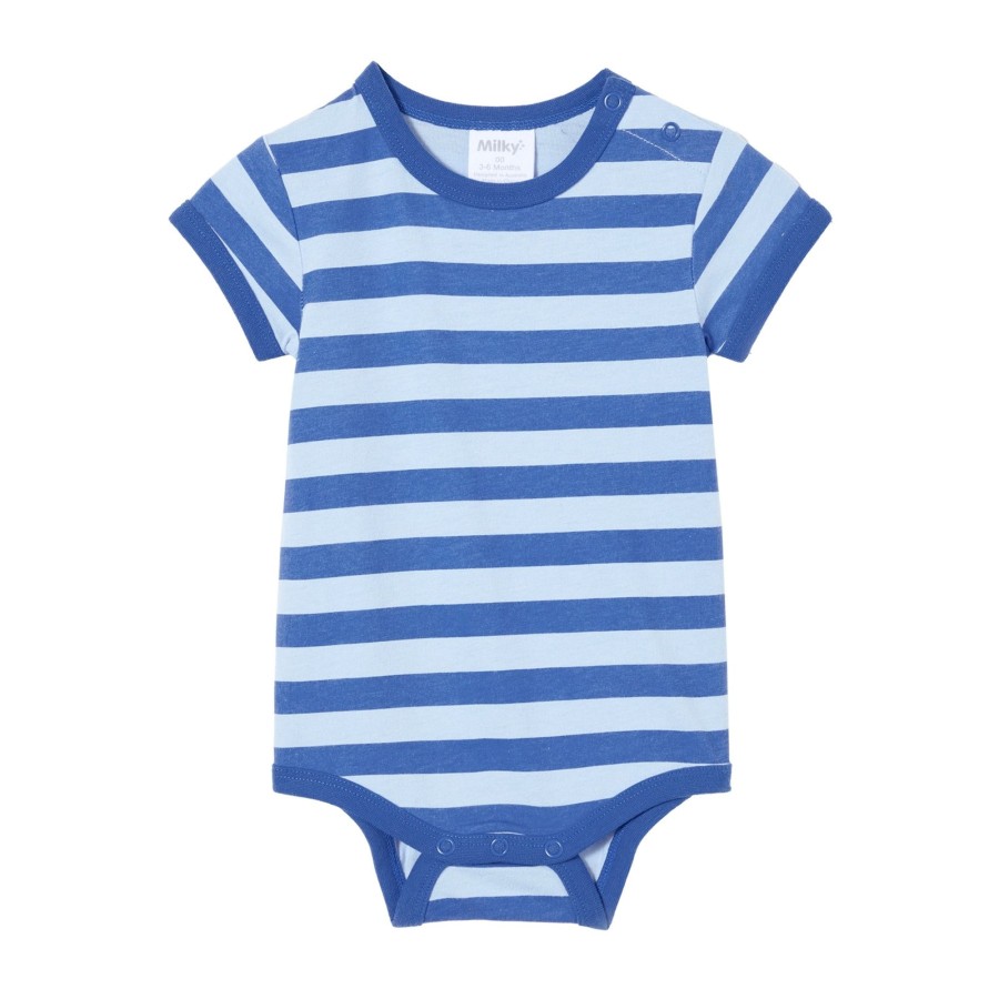 Baby [0-23M] Milky All In One | Milky Denim Blue Stripe Bubbysuit - Blue Stripe