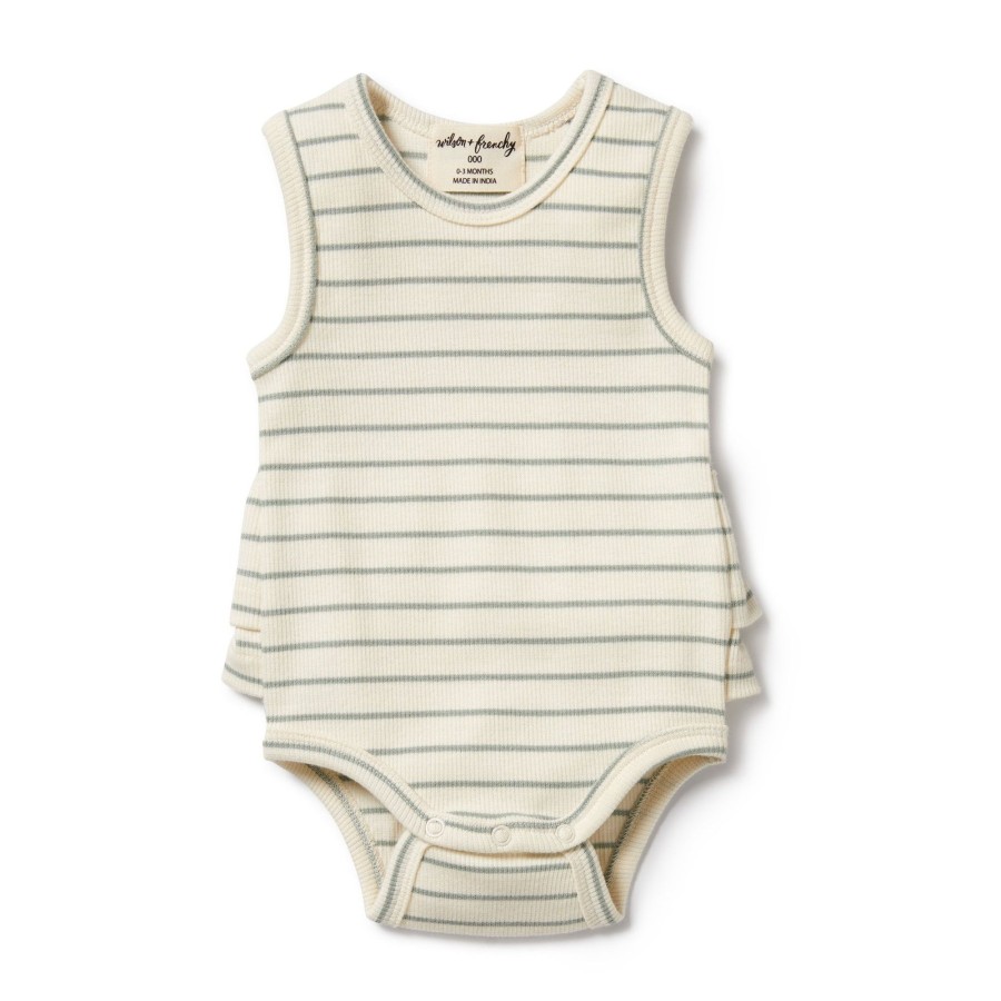 Child [2-14] Wilson & Frenchy Bottoms | Wilson And Frenchy Organic Ruffle Bodysuit Petit Sage