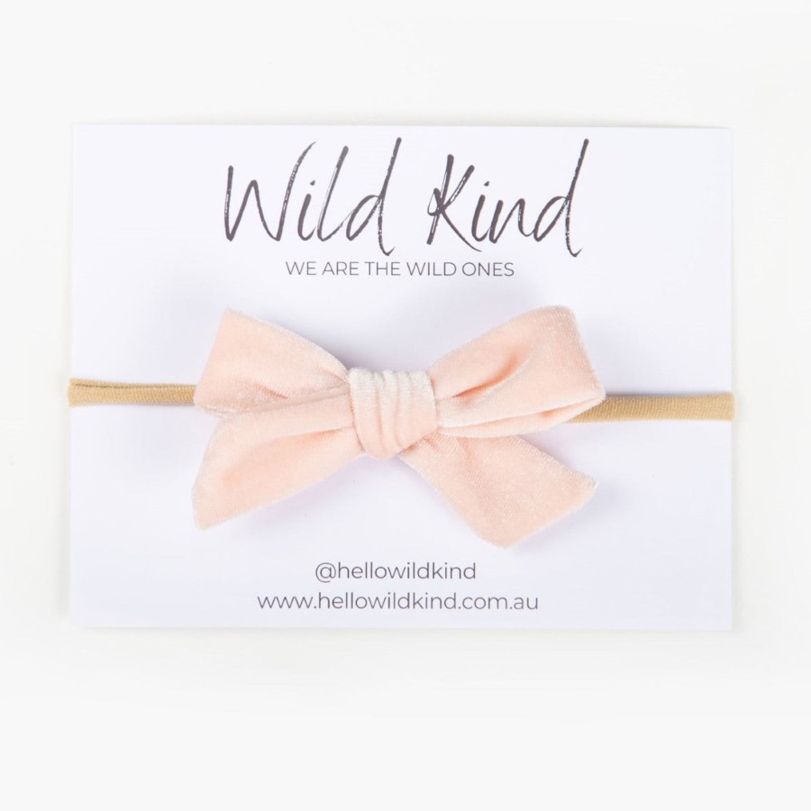 Child [2-14] Wild Kind Hair Accessories | Wild Kind Hazel Velour Bow Headband - Ice Pink