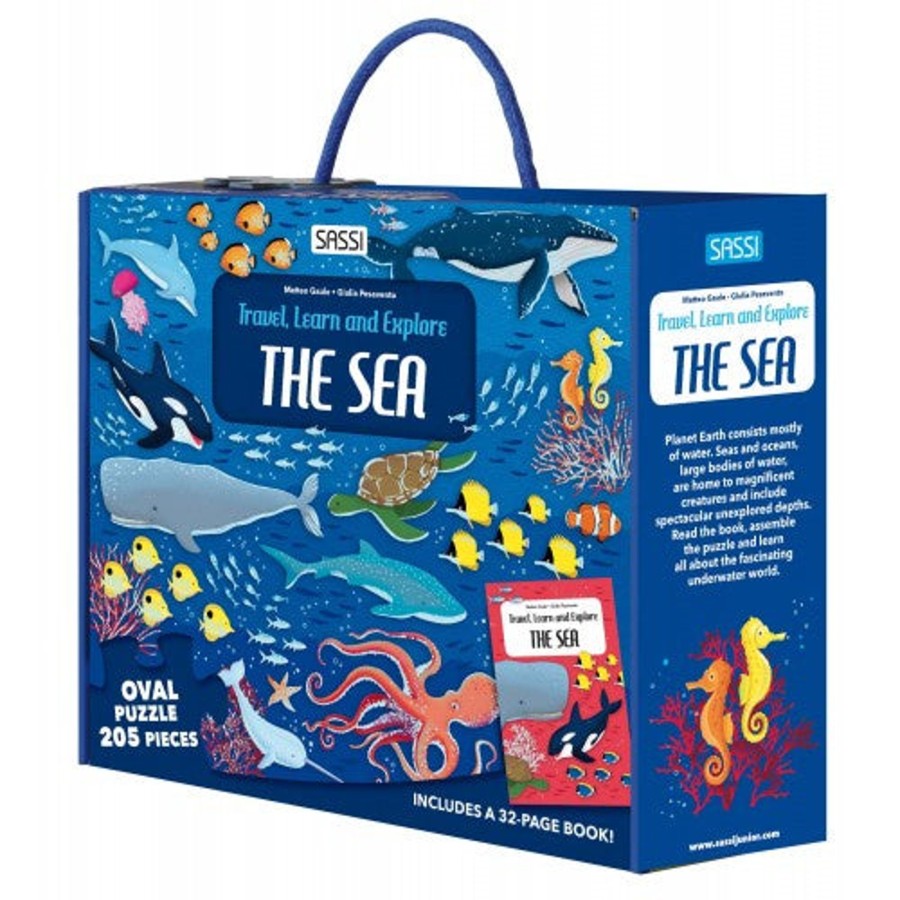 Play + Learn Sassi Books | Travel Learn And Explore - The Sea 205 Piece Puzzle & Book