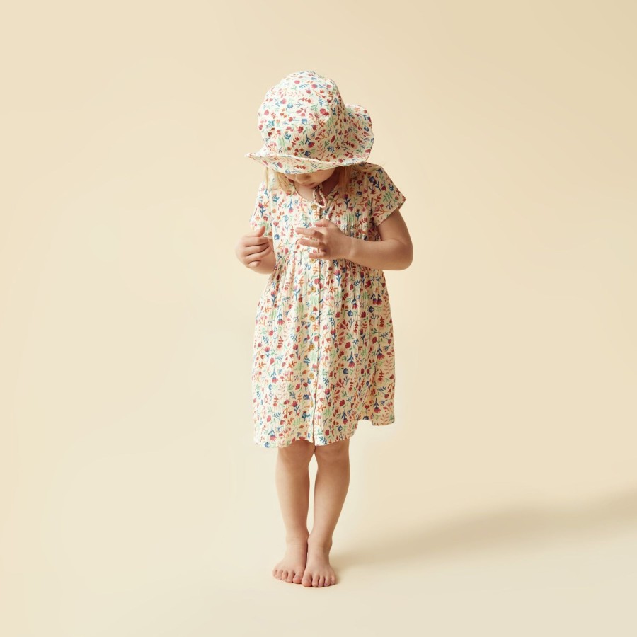 Child [2-14] Wilson & Frenchy Dresses | Wilson And Frenchy Crinkle Button Dress Tropical Garden