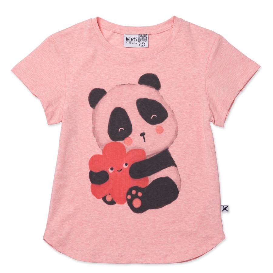 Child [2-14] Minti Tops | Minti Panda Hug Tee - Strawberry Marle