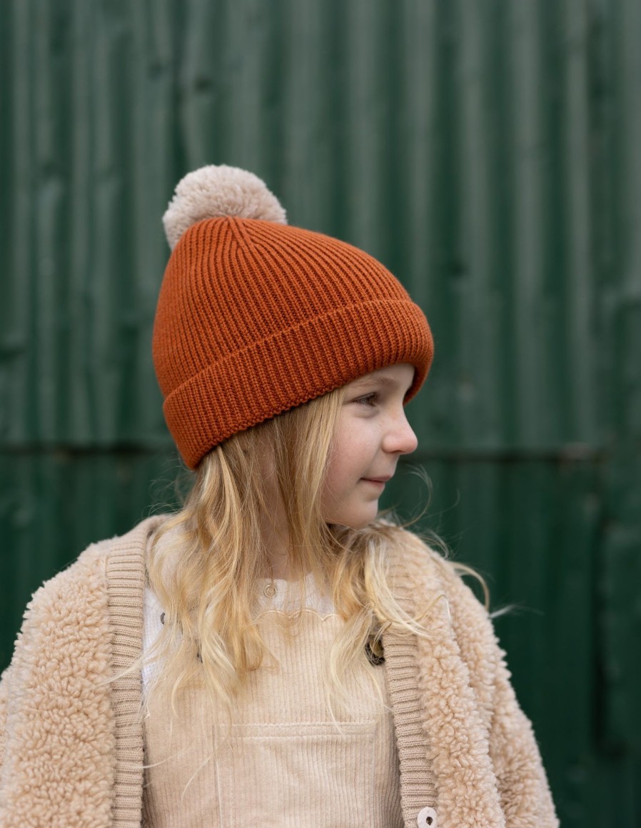 Baby [0-23M] Acorn Beanies | Acorn Oslo Merino Ribbed Beanie - Chestnut & Oatmeal