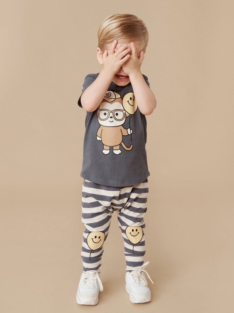 Child [2-14] Huxbaby Bottoms | Huxbaby Balloon Knee Stripe Drop Crotch Pant - Ink + Almond