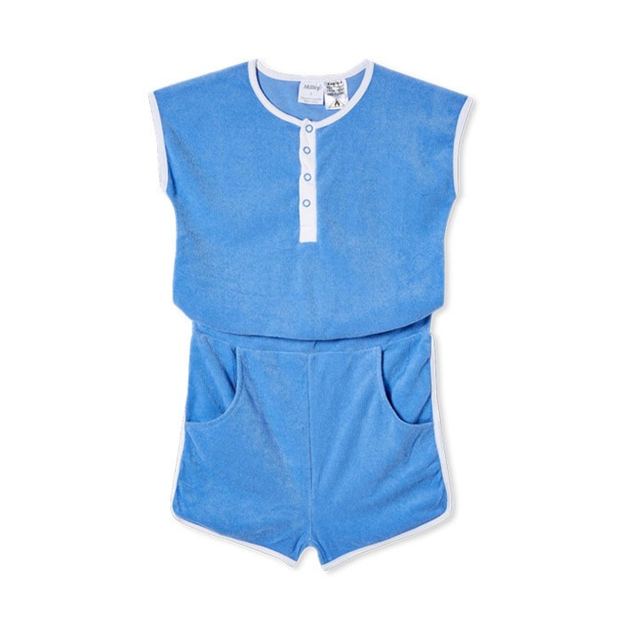 Child [2-14] Milky Overalls + Playsuits | Milky Terry Towelling Playsuit - Little Boy Blue