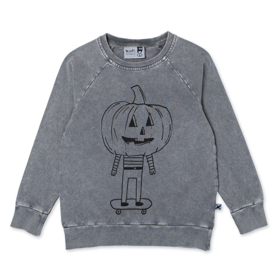 Baby [0-23M] Minti Jumpers | Minti Pumpkin Skater Crew - Grey Wash