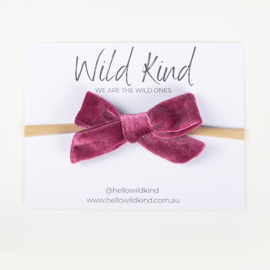 Child [2-14] Wild Kind Hair Accessories | Wild Kind Hazel Velour Bow Headband - Magenta