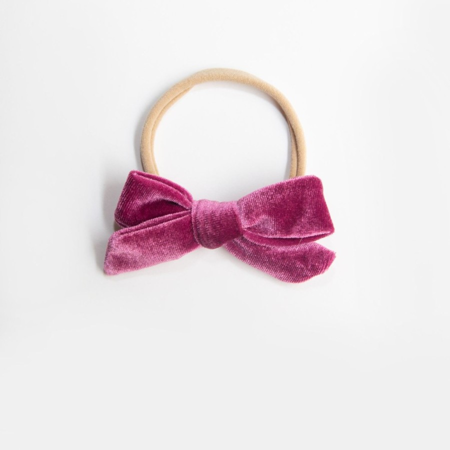 Child [2-14] Wild Kind Hair Accessories | Wild Kind Hazel Velour Bow Headband - Magenta